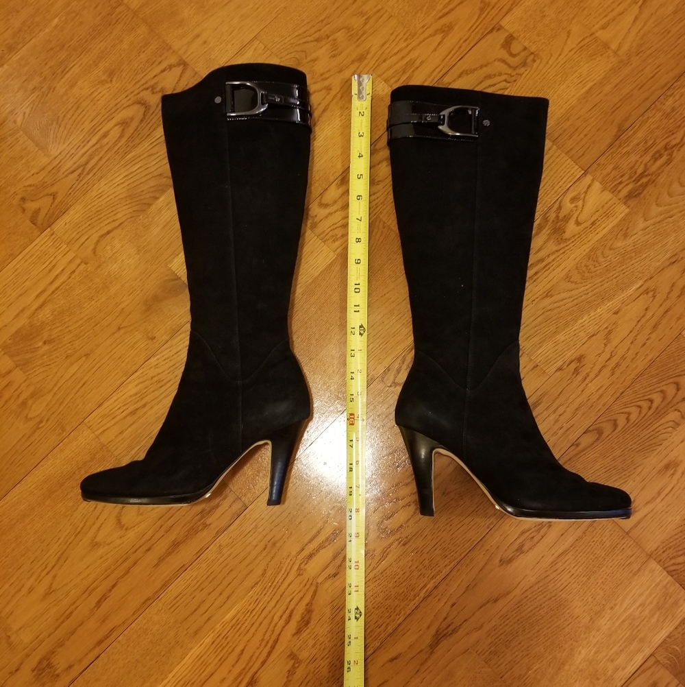 Cole Haan Air Sierra Tall Boots - Black Suede and Patent Leather Size 8